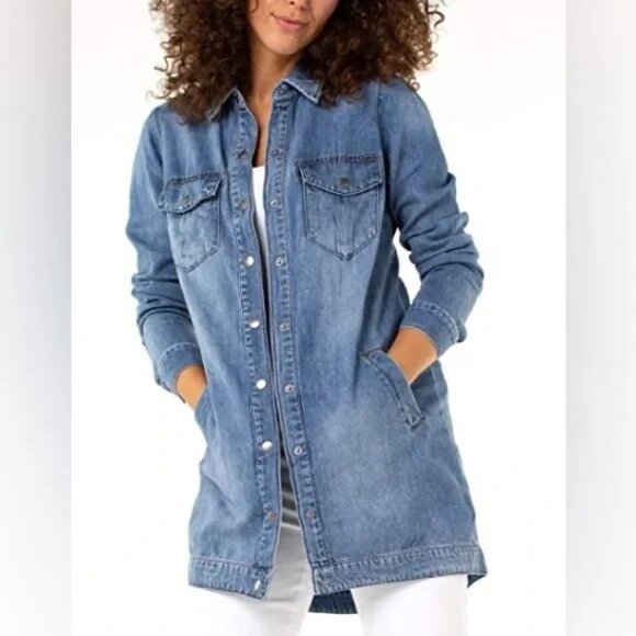 Liverpool Jackets & Blazers - Liverpool Button Long denim Jacket  Women size Small